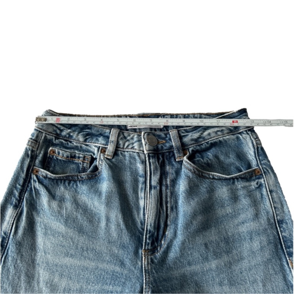 💕 Garage Mom Jeans Straight Leg Raw Hem Medium Wash Size 1 - Picture 3 of 13
